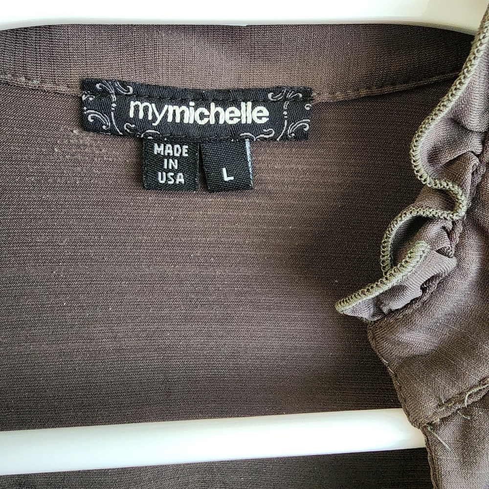 My Michelle Chocolate Ruffle Blouse - Picture 3 of 3